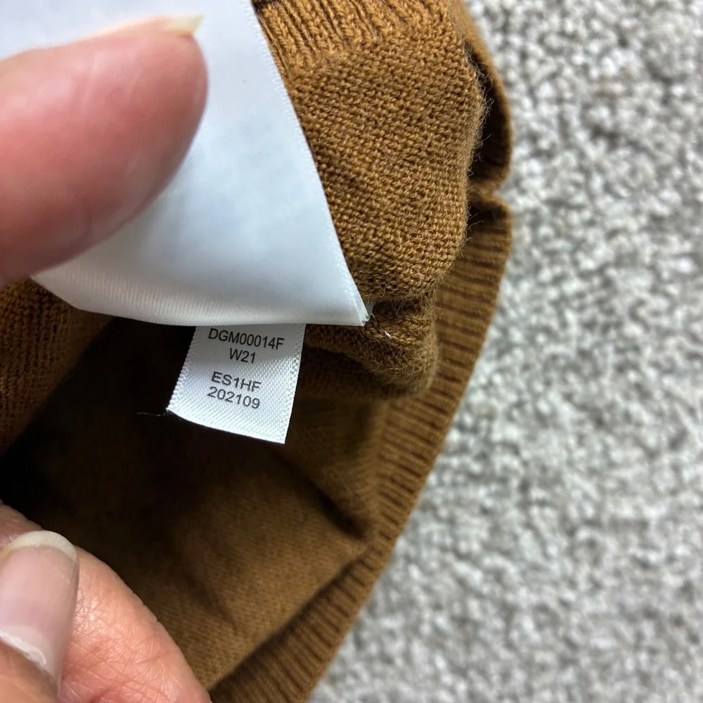 Paris Sunday Mens XL Brown Wool Blend 1/4 Zip Mock Neck Pullover Career Academia